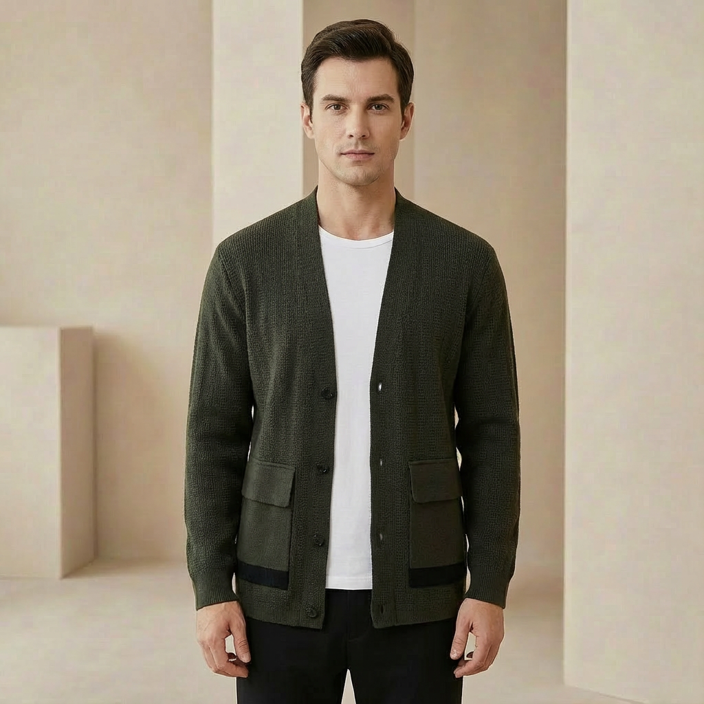 Men's Ribbed Cardigan | Relaxed Fit & Button Front 4