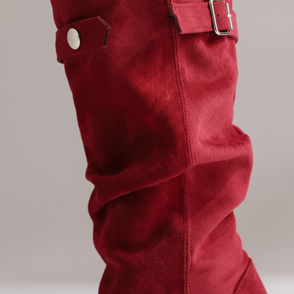 Women's Knee-High Boots Adjustable Buckle Block Heel 4