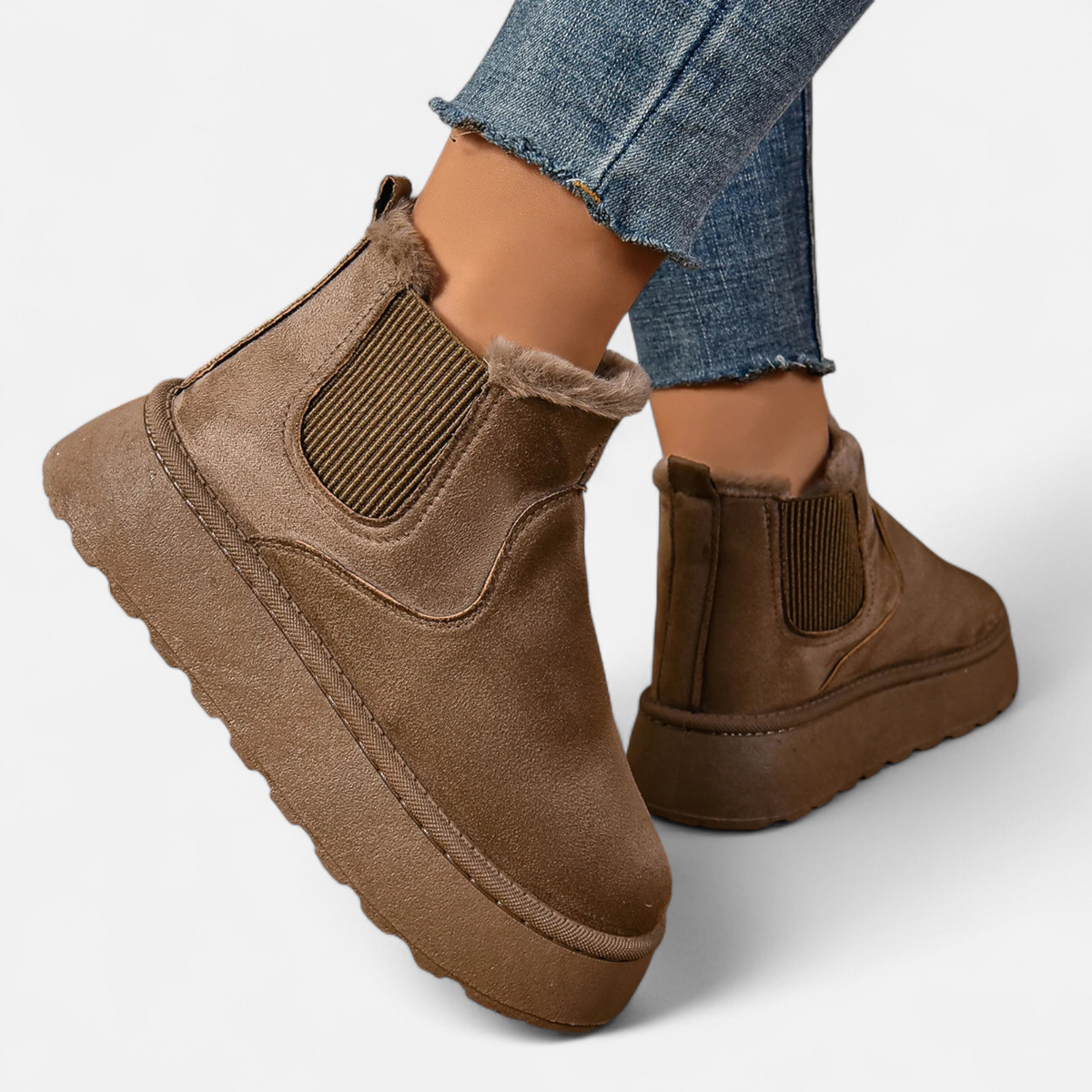 Women's Platform Ankle Boots Plush Lined Winter Footwear 15