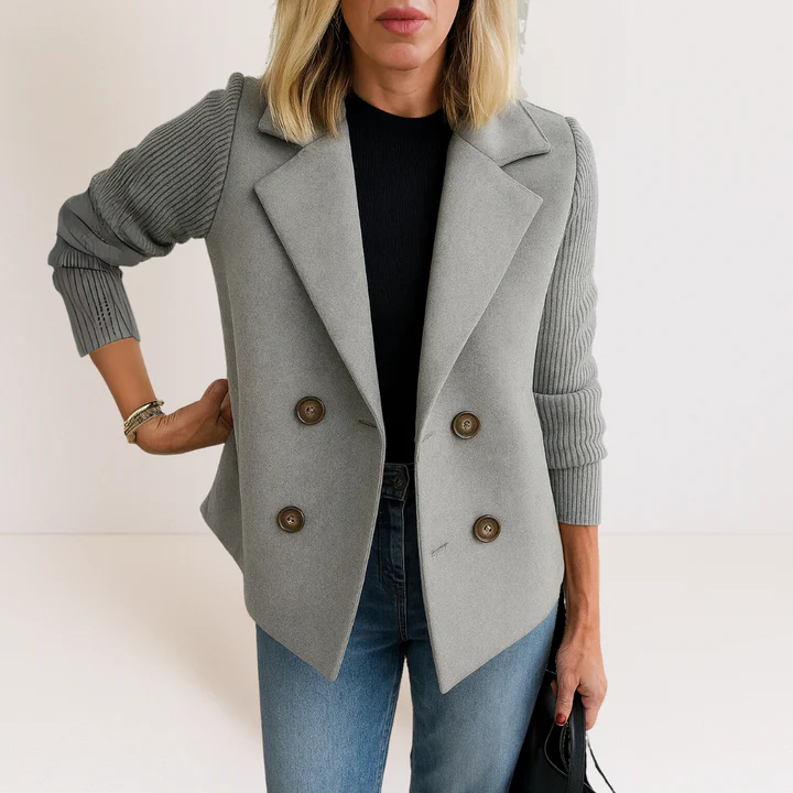 Women's Double-Breasted Blazer Tailored Fit Casual Jacket 6