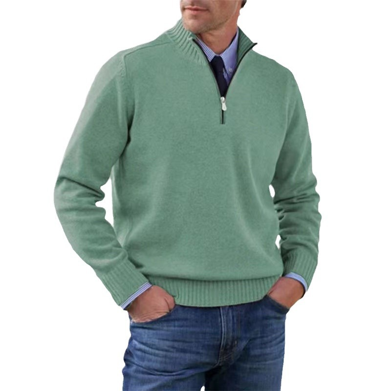 Men's Zip Pullover Regular Fit Easy Care Sweater Jumper 9
