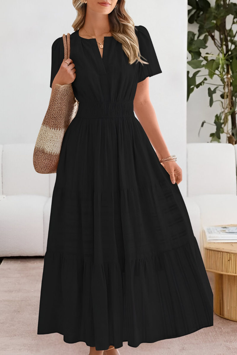 Boho Midi Dress Women's | Flutter Sleeve & Tiered Flowing A-Line