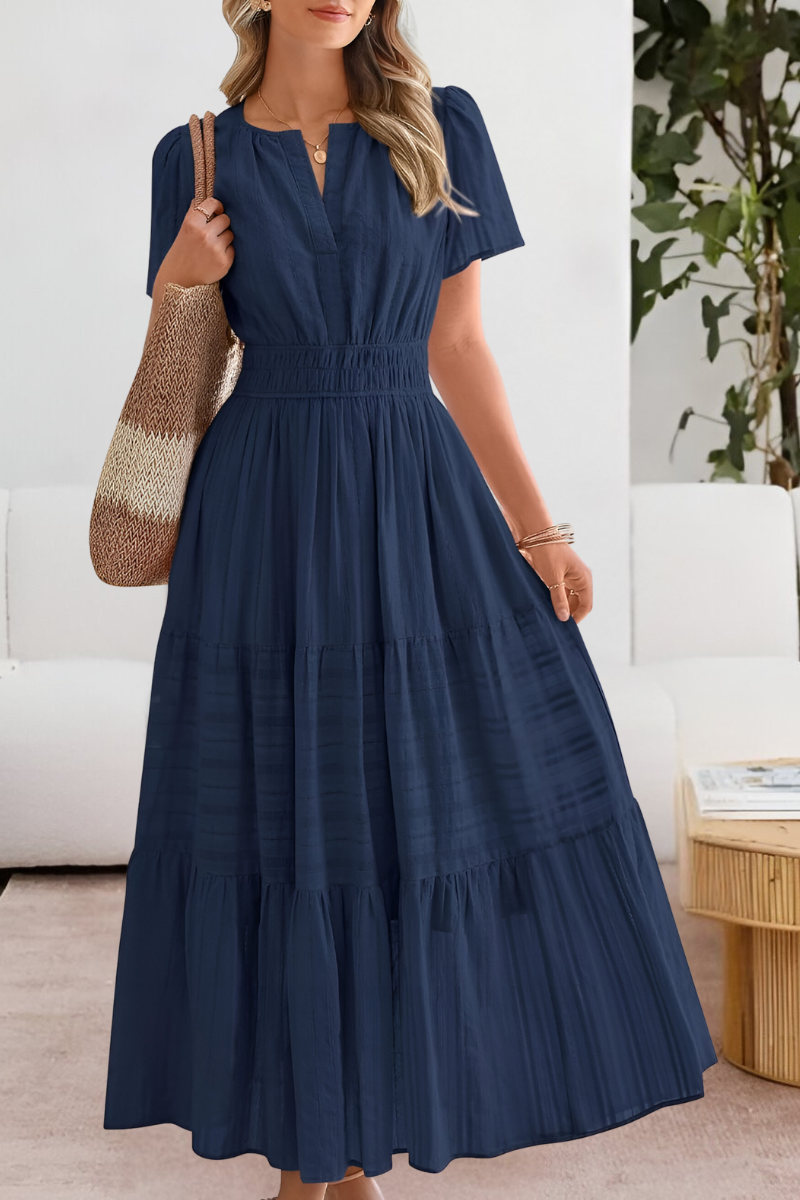 Boho Midi Dress Women's | Flutter Sleeve & Tiered Flowing A-Line