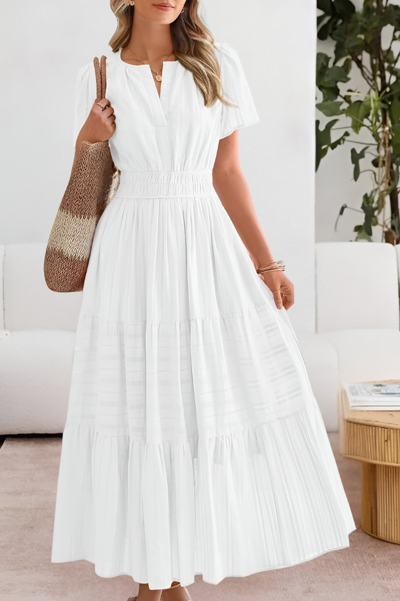 Boho Midi Dress Women's | Flutter Sleeve & Tiered Flowing A-Line