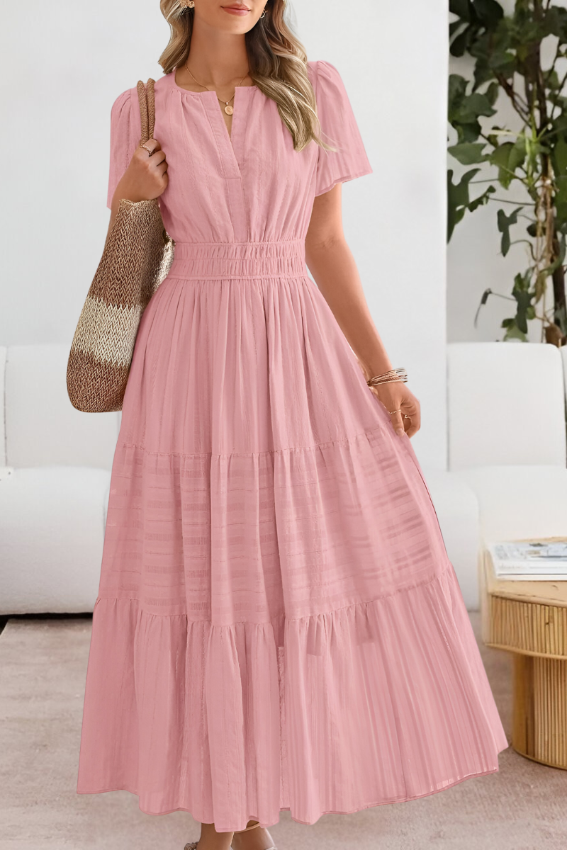 Boho Midi Dress Women's | Flutter Sleeve & Tiered Flowing A-Line