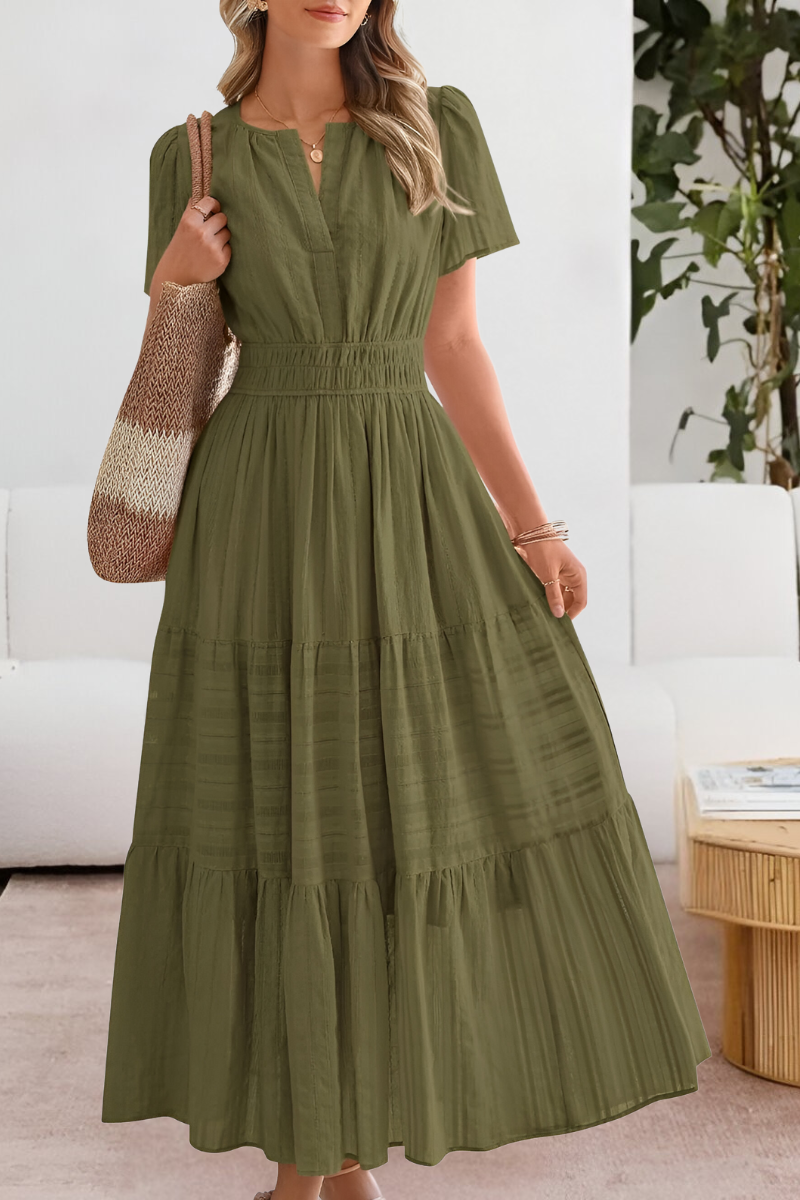 Boho Midi Dress Women's | Flutter Sleeve & Tiered Flowing A-Line