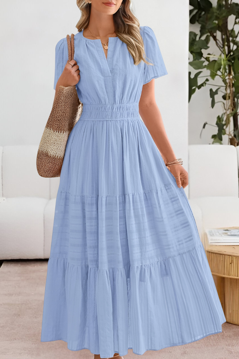 Boho Midi Dress Women's | Flutter Sleeve & Tiered Flowing A-Line