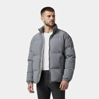 Men's Quilted Puffer Jacket Stand Collar Slim Fit Winter 2
