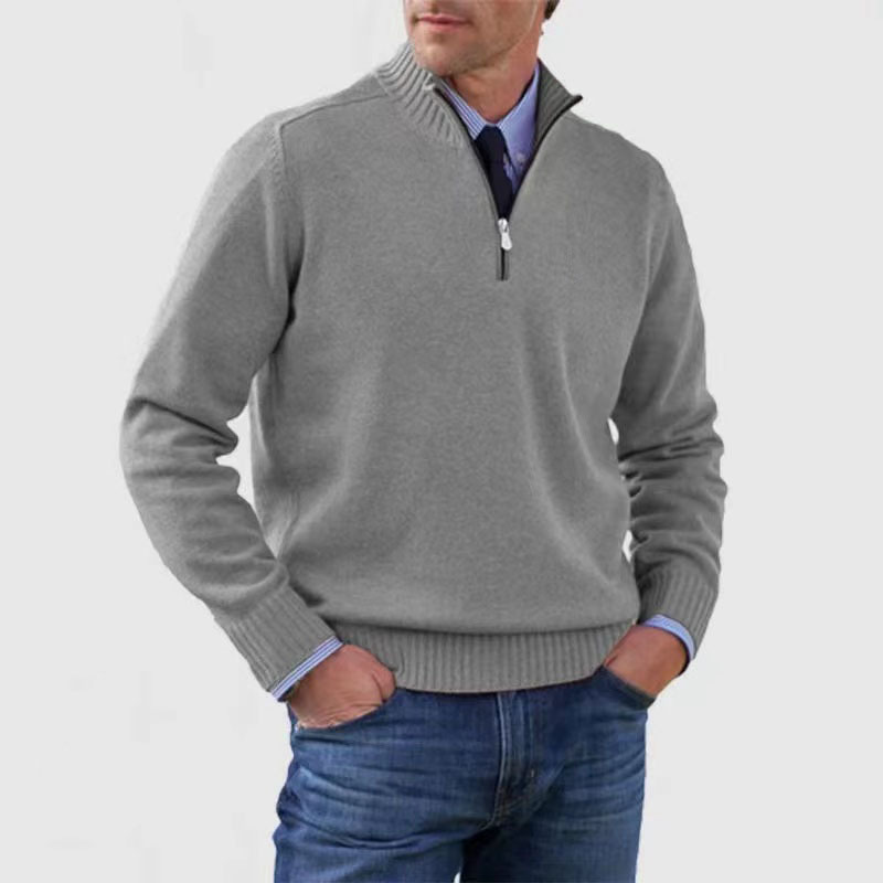 Men's Zip Pullover Regular Fit Easy Care Sweater Jumper 2