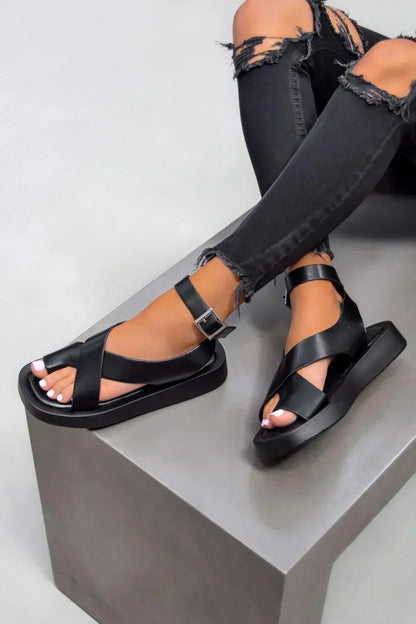 Chic Criss-Cross Ankle Strap Platform Sandals
