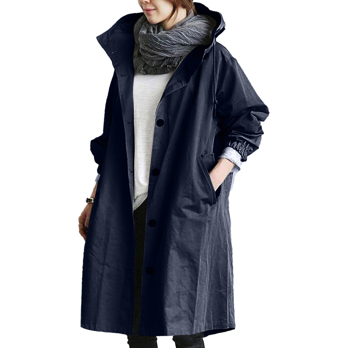 Chic Hooded Long Coat for Year-Round Wear
