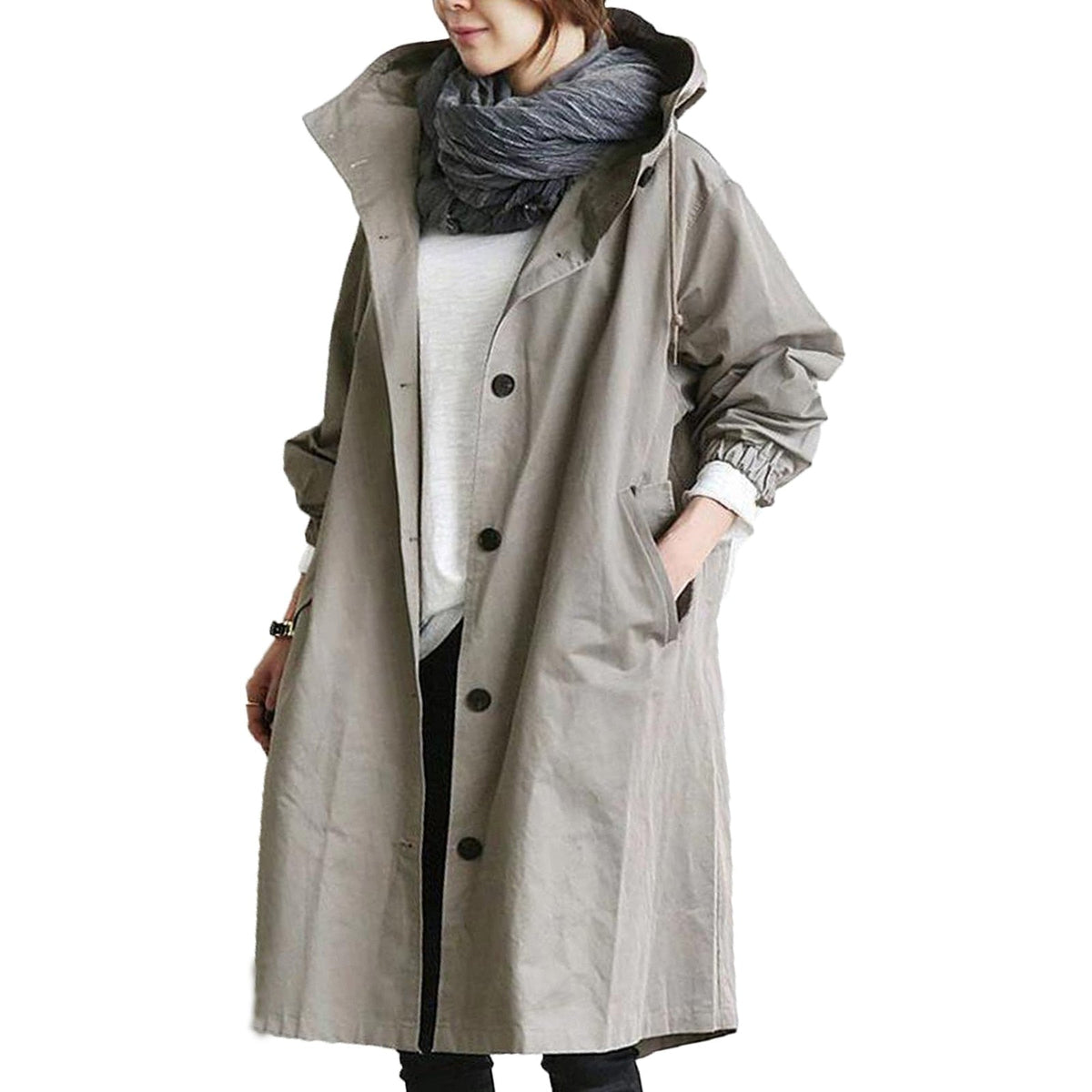 Chic Hooded Long Coat for Year-Round Wear