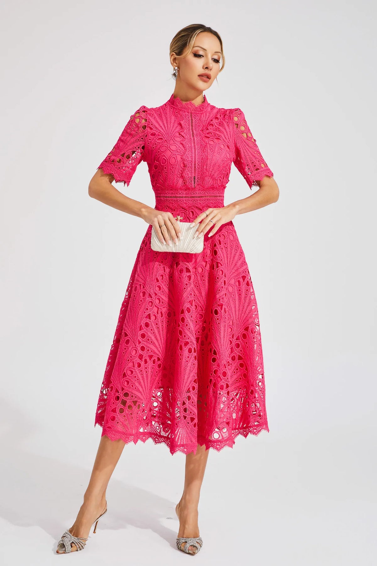 Chic Lace Midi Dress for Weddings & Events