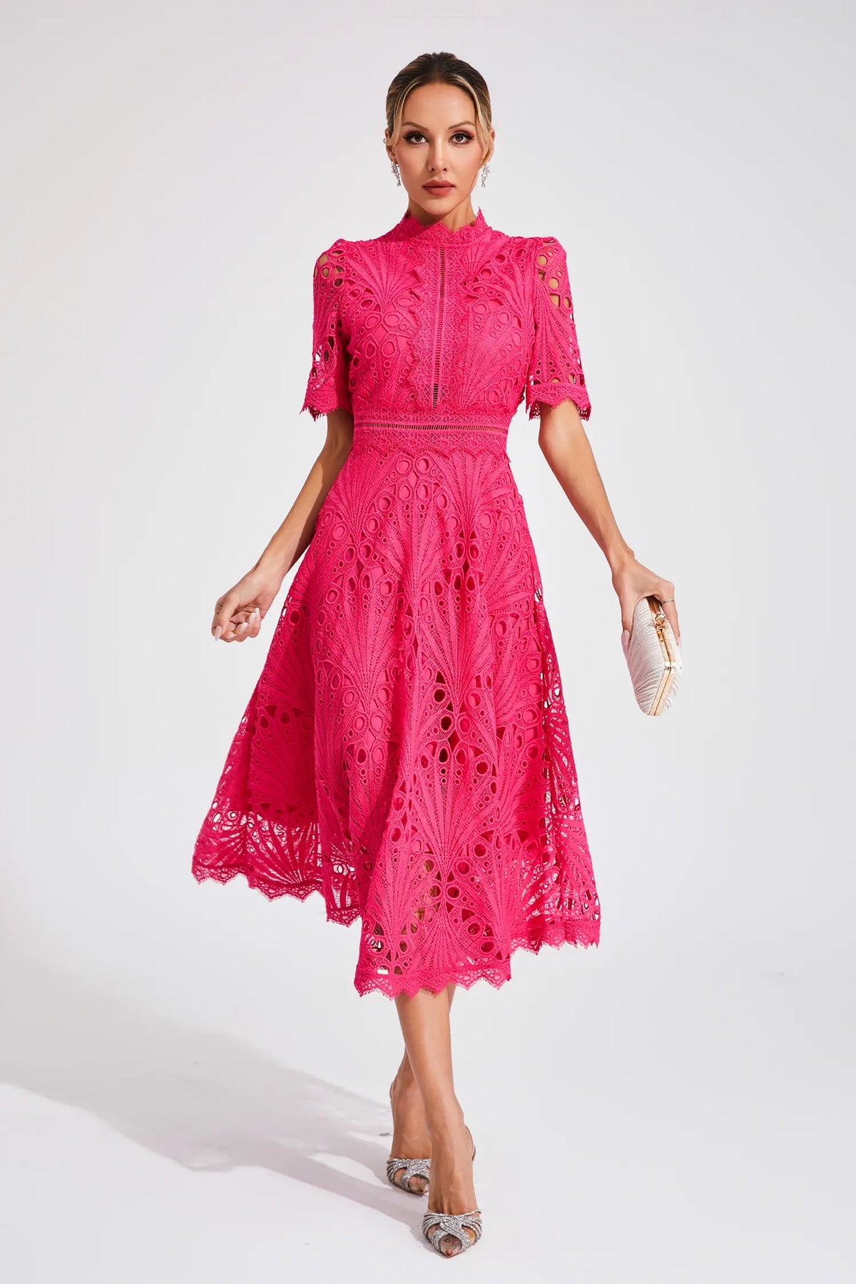 Chic Lace Midi Dress for Weddings & Events