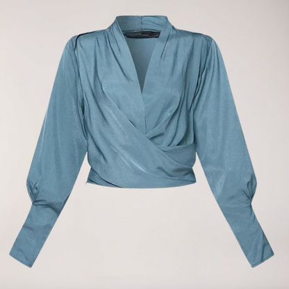 Chic V-Neck Blouse with Puff Sleeves for Stylish Occasions