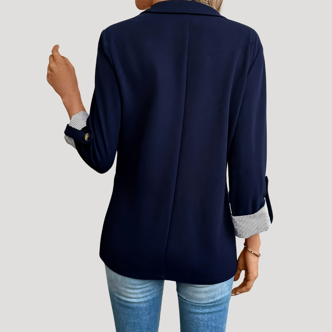 Chic Women’s Blazer - Classic Style with Roll-Up Sleeves