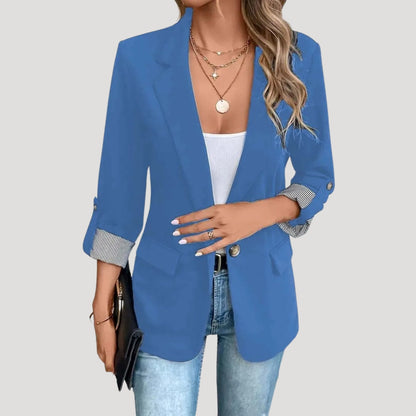 Chic Women’s Blazer - Classic Style with Roll-Up Sleeves