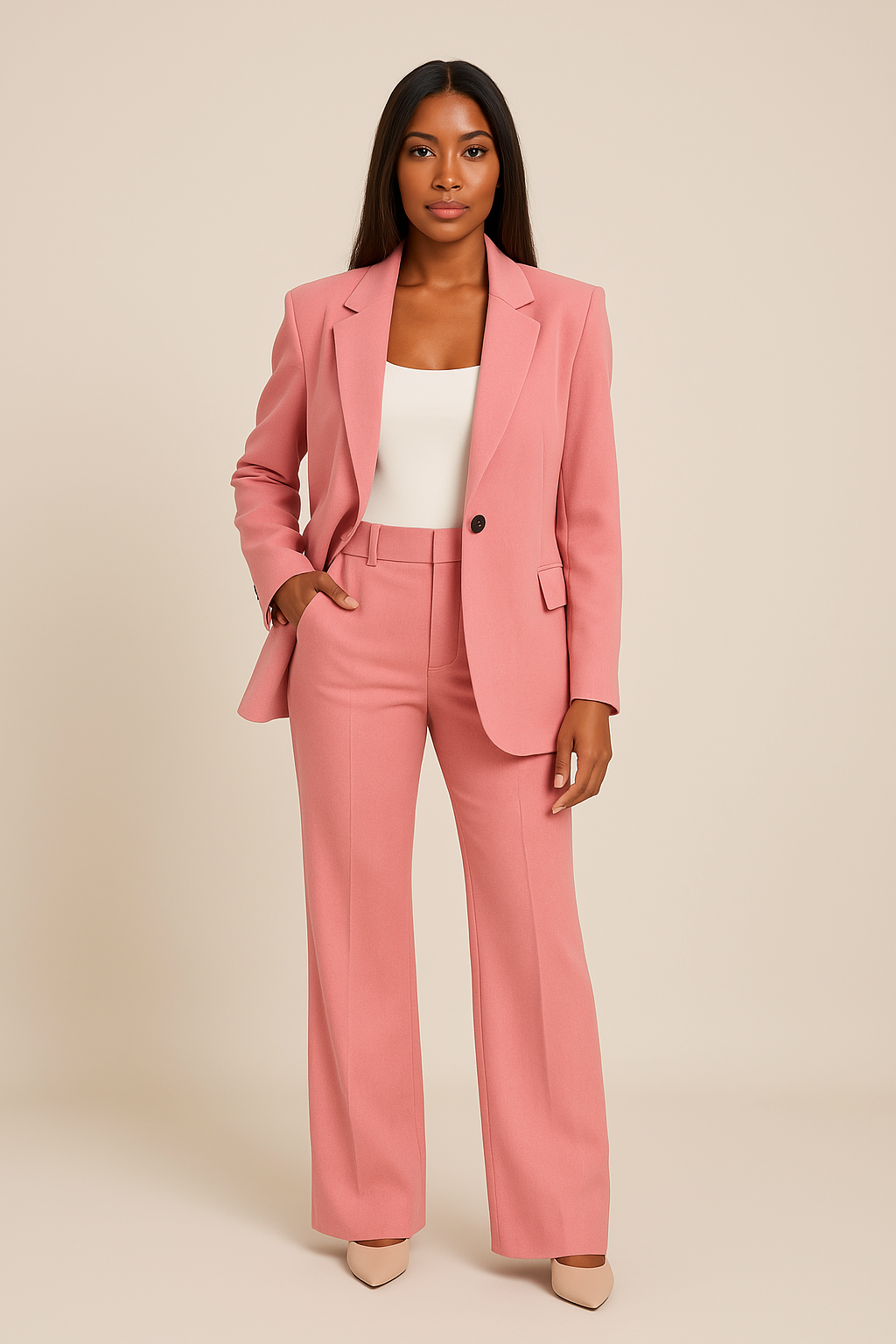 Chic Women's Blazer and Trousers Set for Office & Events