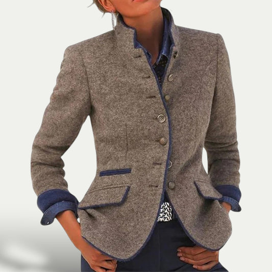 Chic Women's Short Blazer with Stand Collar for Effortless Style