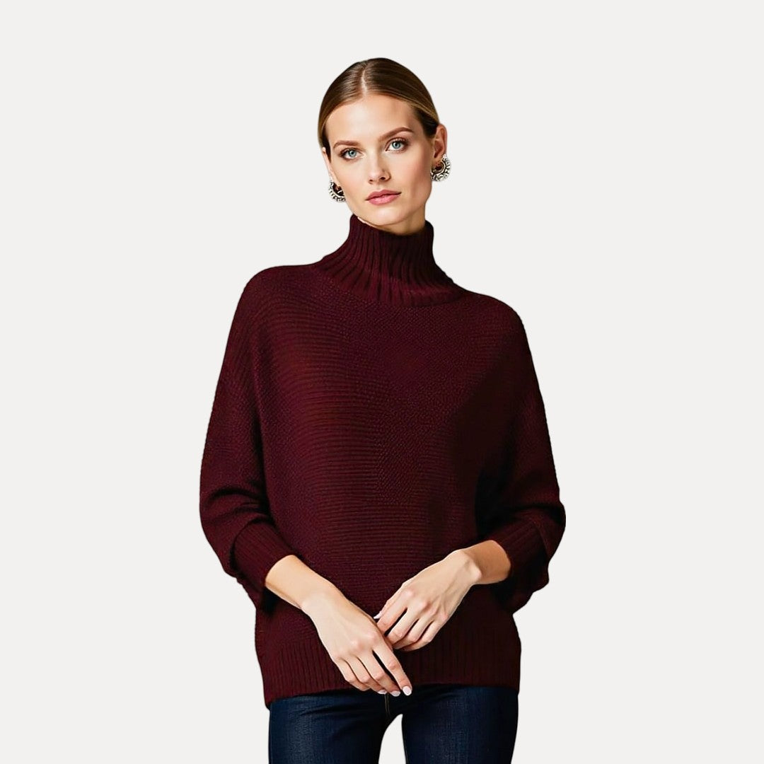 Chic Women’s Turtleneck Sweater with Side Slit Hem