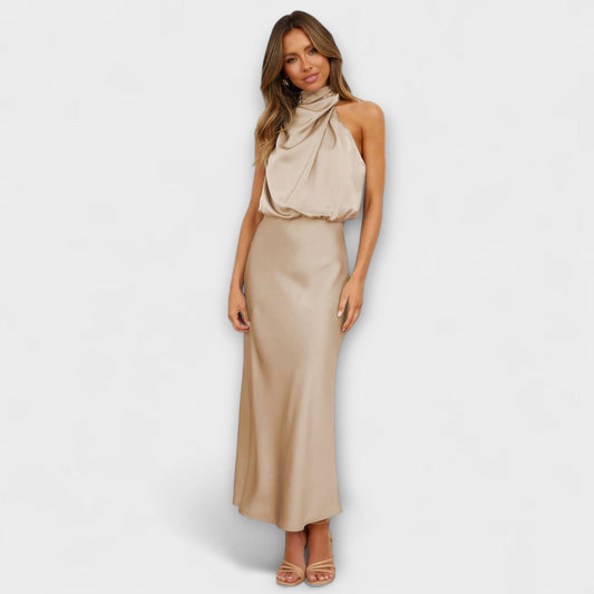 Chic Yellow Halter Maxi Dress for Summer Events