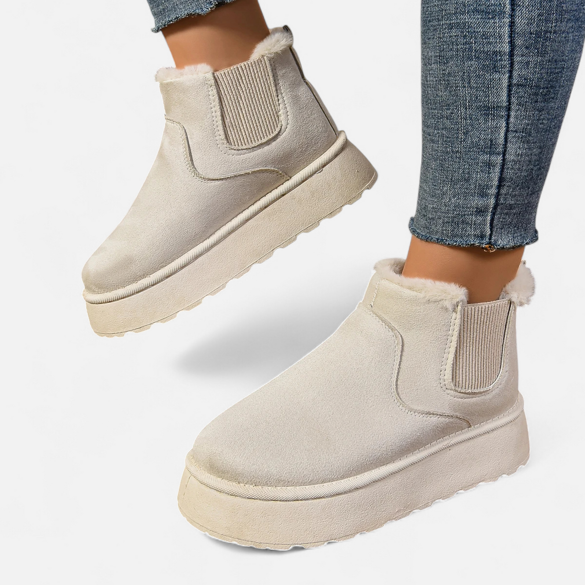 Women's Platform Ankle Boots Plush Lined Winter Footwear 1