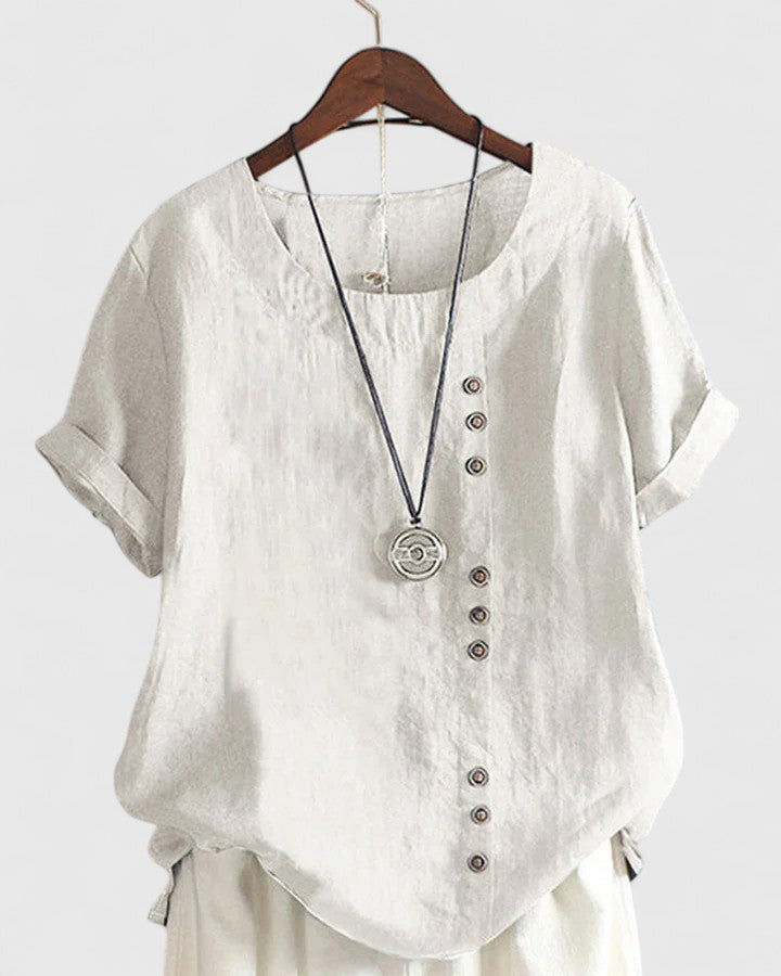 Elisavie | Chic Short Sleeve Blouse for Everyday Wear