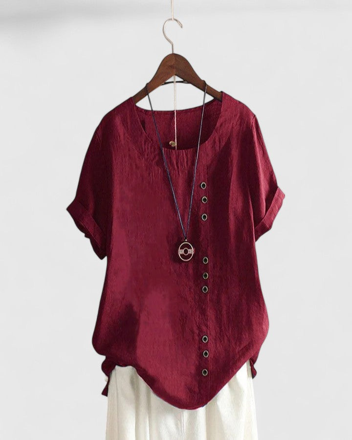Elisavie | Chic Short Sleeve Blouse for Everyday Wear