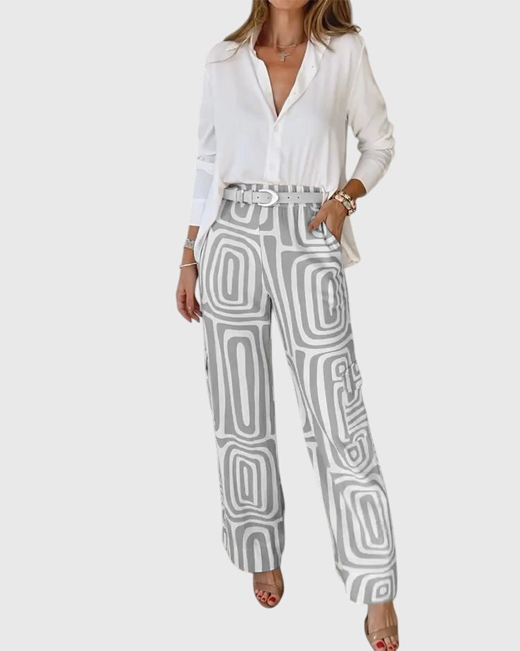 Emilia™ | Chic Trousers with Blouse & Belt for Any Occasion
