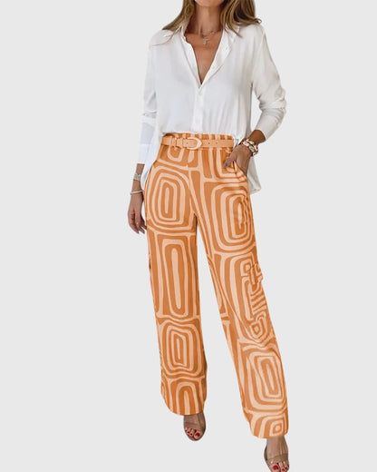Emilia™ | Chic Trousers with Blouse & Belt for Any Occasion