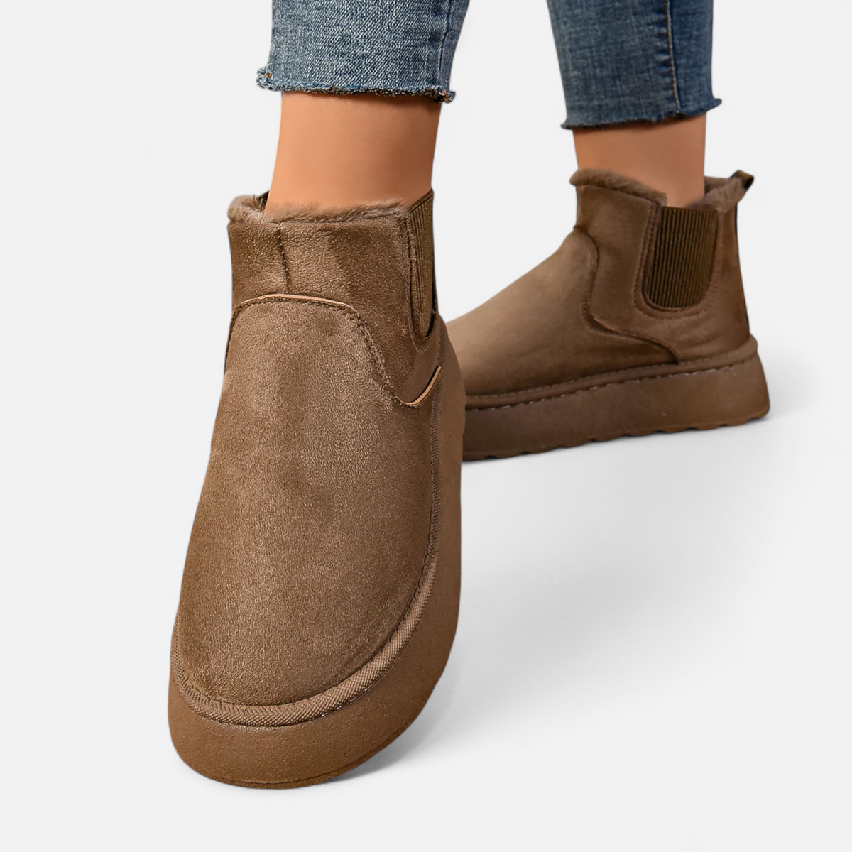 Women's Platform Ankle Boots Plush Lined Winter Footwear 7