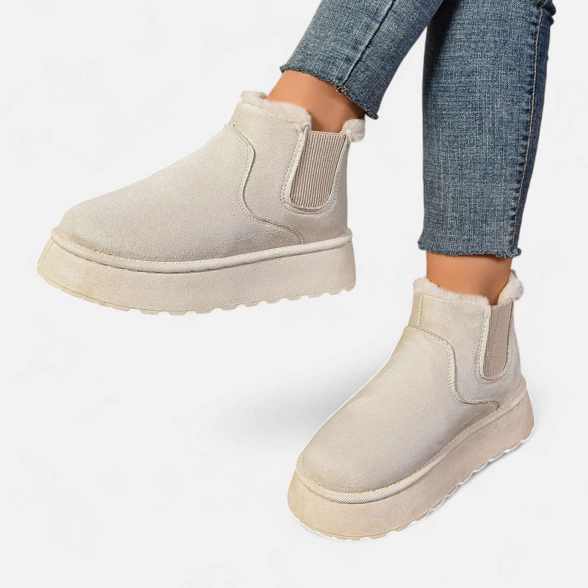 Women's Platform Ankle Boots Plush Lined Winter Footwear 6
