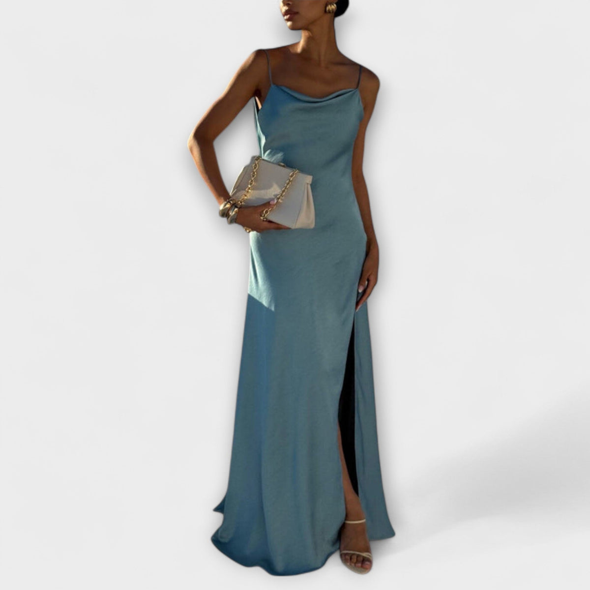 Hallie - Satin Maxi Dress for Stylish Evenings