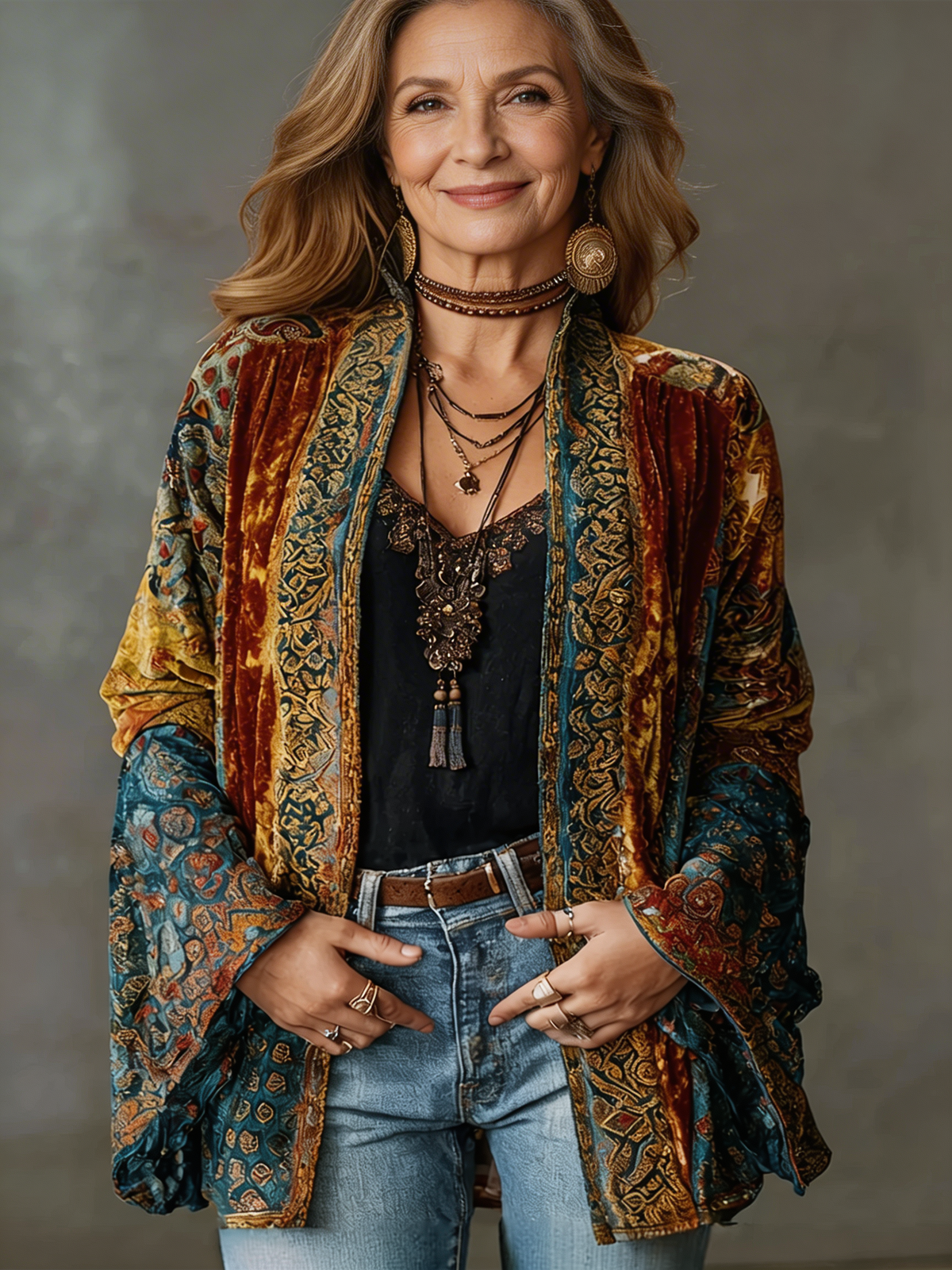 Women's Kimono Jacket Open Front Bohemian Flowy Cardigan 1
