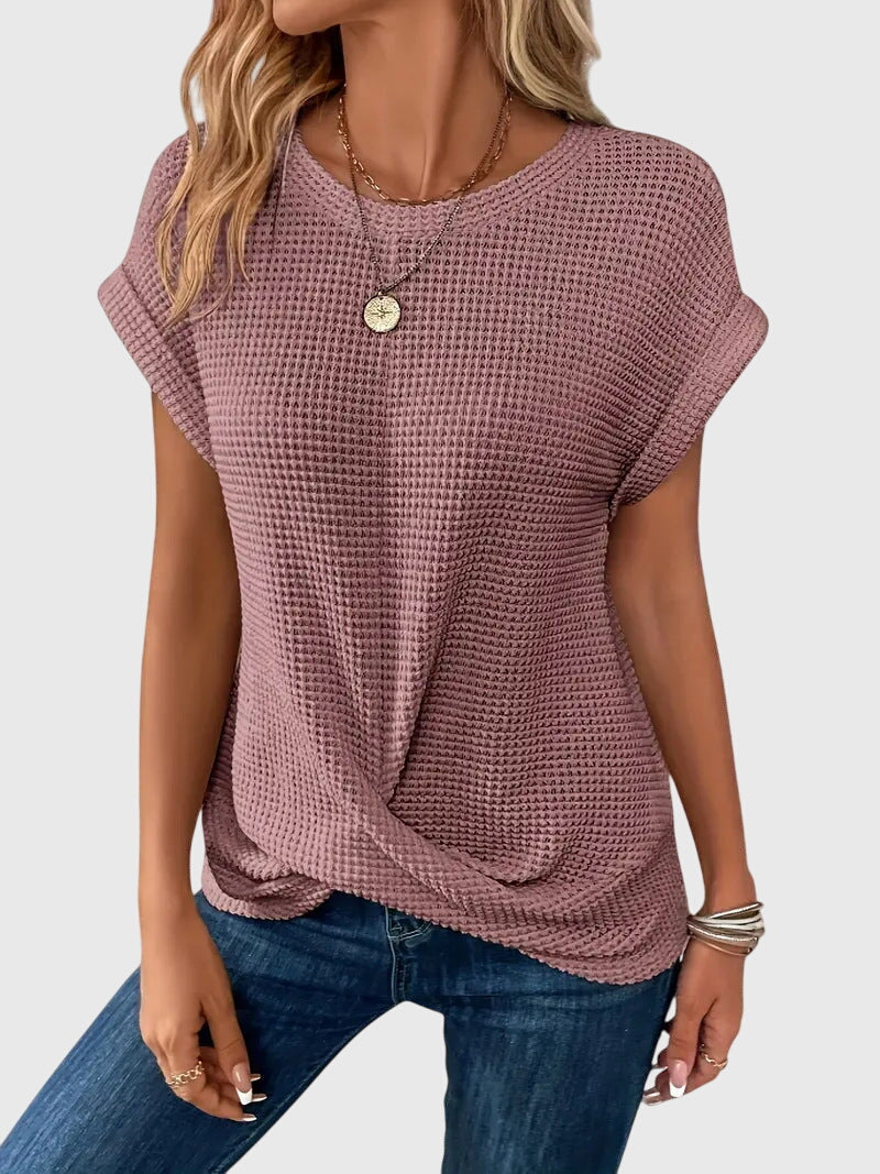 Isa™ | Chic Crew Neck Blouse for Any Occasion