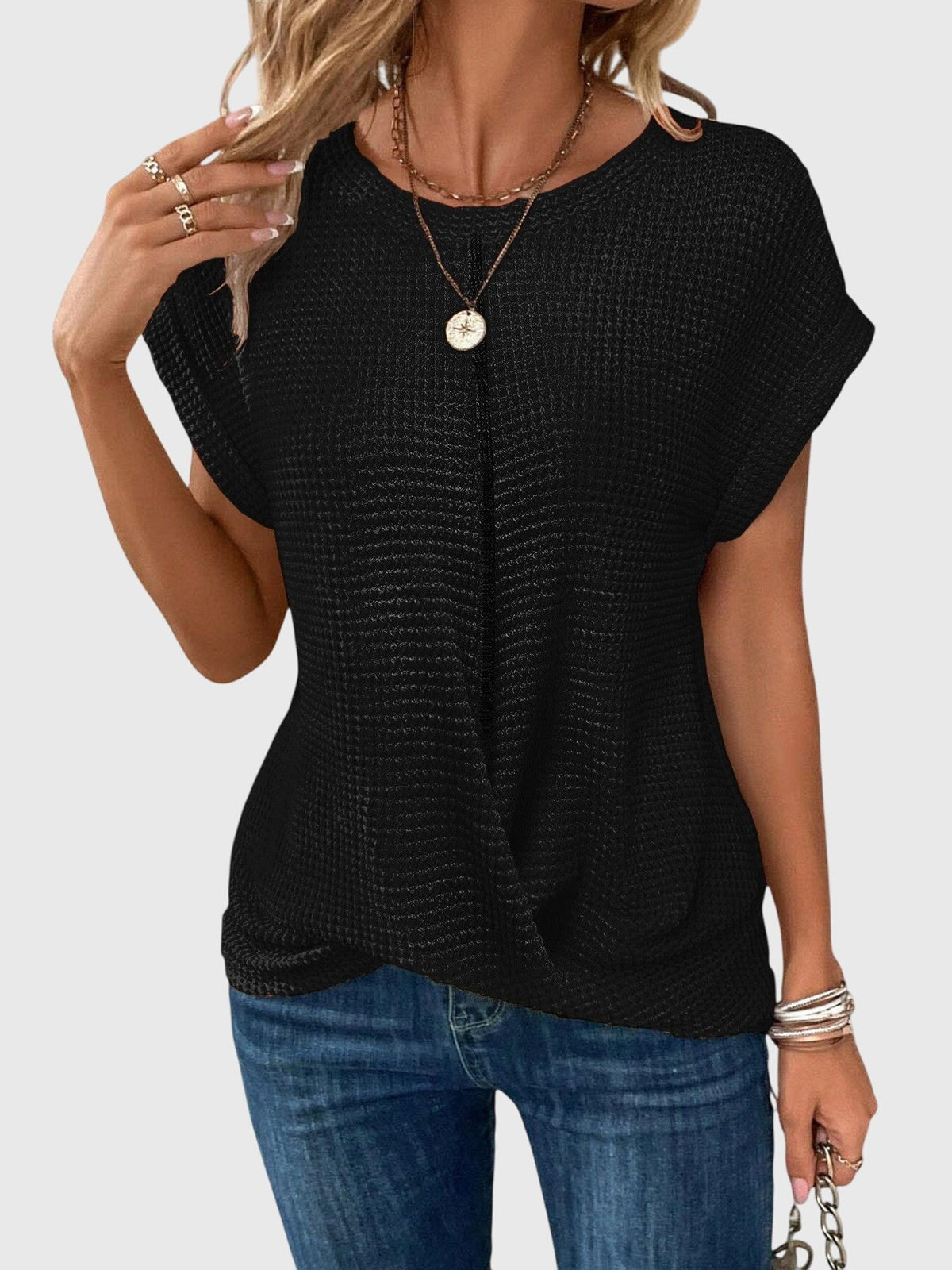 Isa™ | Chic Crew Neck Blouse for Any Occasion