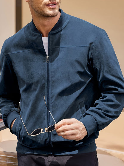Men's Classic Fit Biker Jacket Modern Accents Coat 4