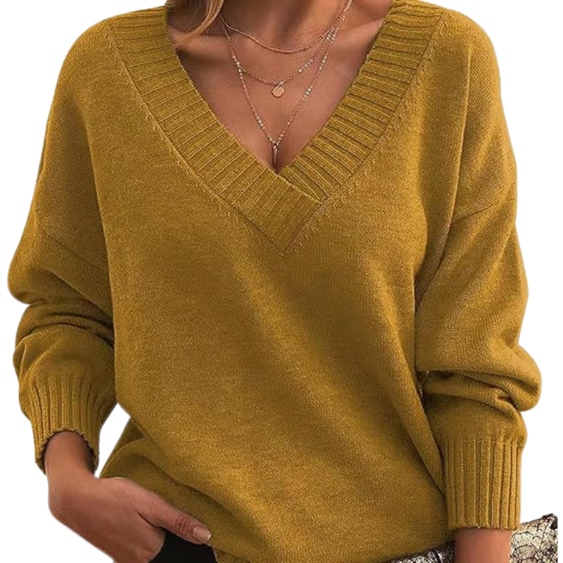 Jennifer - Cozy V-Neck Knit Sweater for Everyday Wear