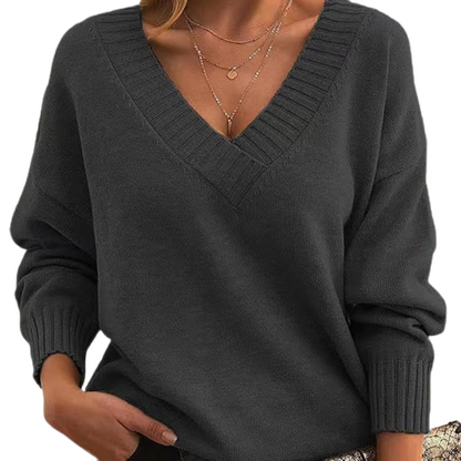 Jennifer - Cozy V-Neck Knit Sweater for Everyday Wear