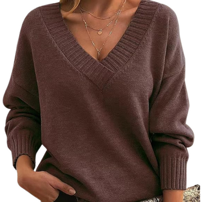 Jennifer - Cozy V-Neck Knit Sweater for Everyday Wear