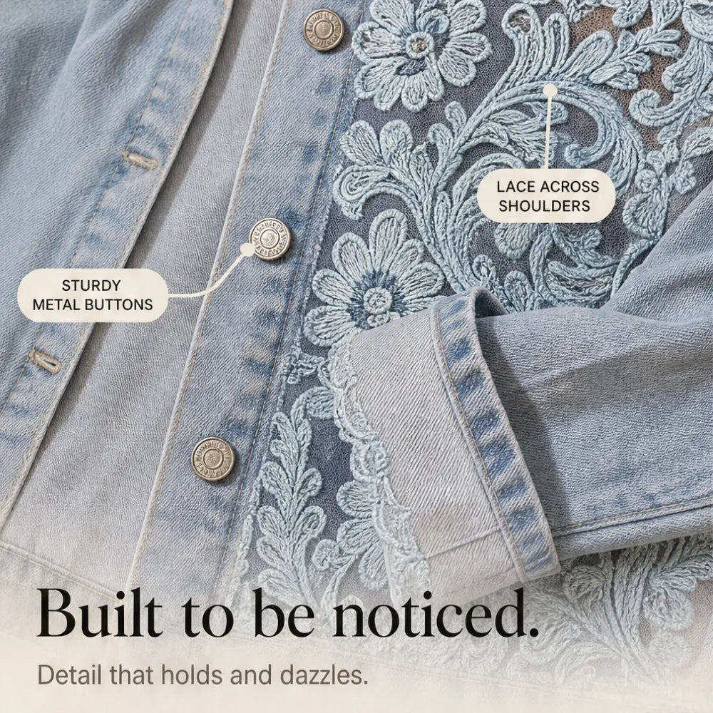 Women's Cropped Jacket | Floral Lace-Look Patchwork 8