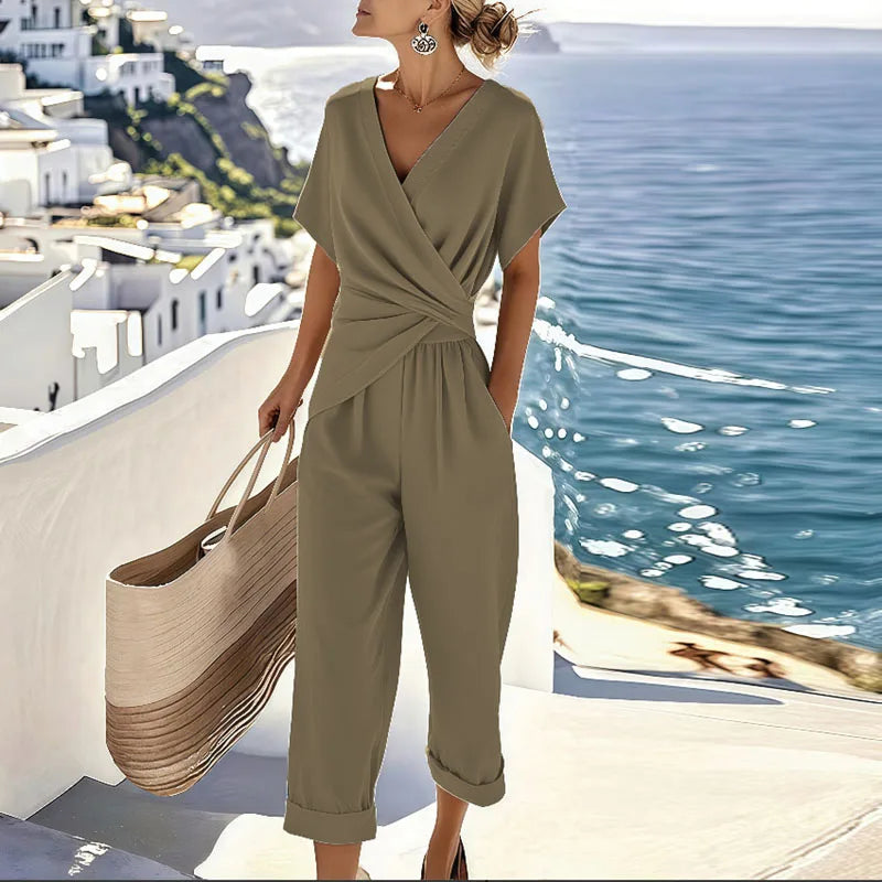 Jumpsuit Women's | Wrap V-Neck & Relaxed Summer Fit