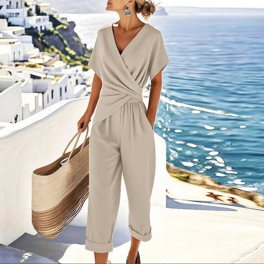 Jumpsuit Women's | Wrap V-Neck & Relaxed Summer Fit