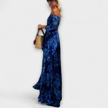 Juniper - Floral Off-Shoulder Smocked Maxi Dress for Beach Getaways