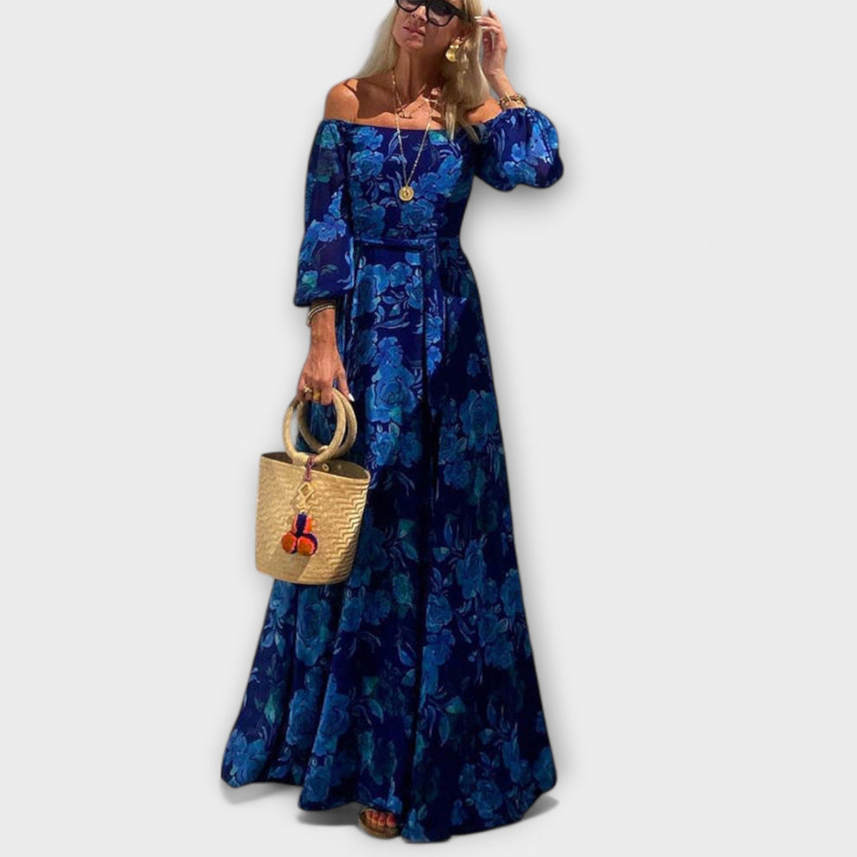 Juniper - Floral Off-Shoulder Smocked Maxi Dress for Beach Getaways