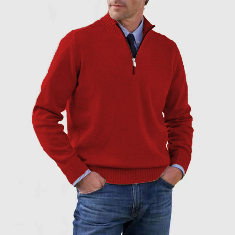 Men's Zip Pullover Regular Fit Easy Care Sweater Jumper 1