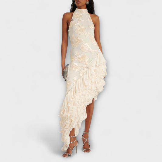 Karen - Floral Appliqué Maxi Dress for Special Occasions