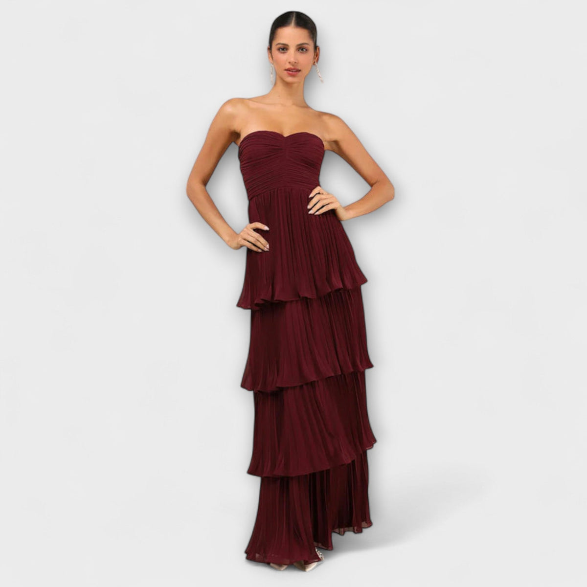 Lorena - Chic Strapless Layered Maxi Dress for Special Occasions