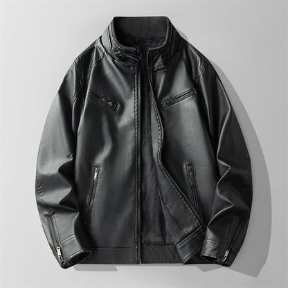 Men's Stand Collar Jacket Plush Lining Winter Coat 5