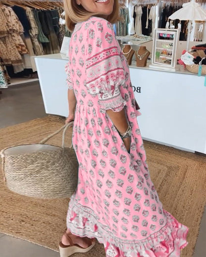 Mana | Floral V-Neck Dress for Stylish Occasions